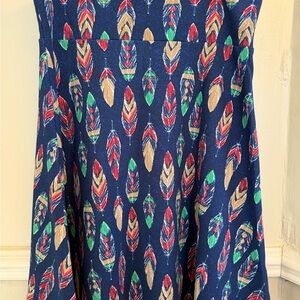 LuLaRoe Blue Feather Print A-Line Skirt